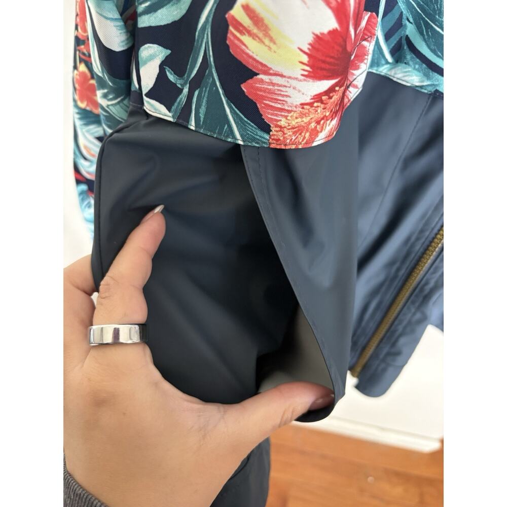 Weatherproof Vintage Men’s L Tropical Floral Hooded Rain Jacket Full Zip - Picture 3 of 7
